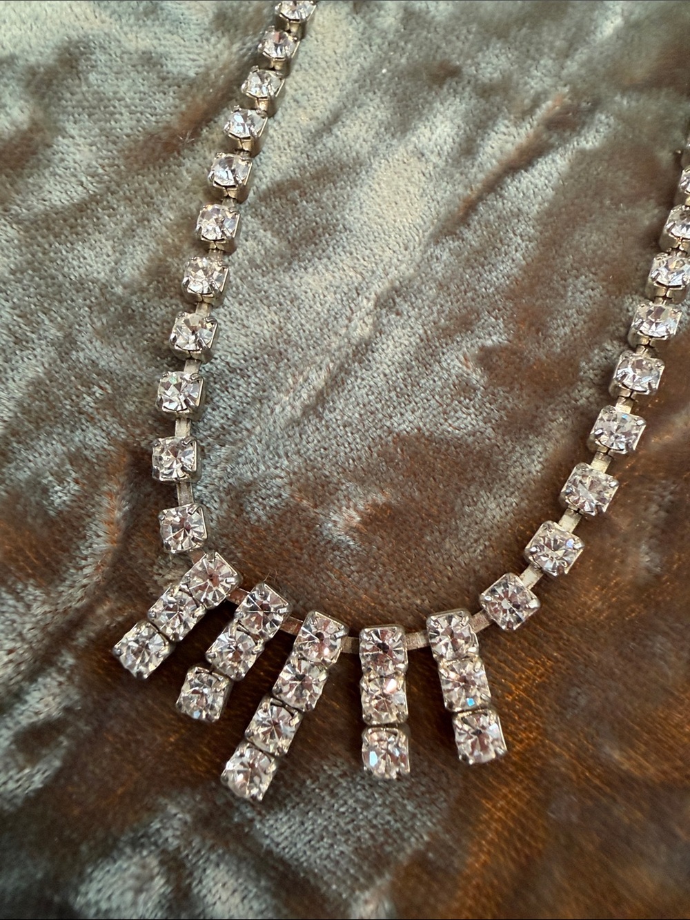 Vintage Clear Rhinestone Statement Necklace